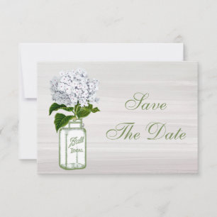Reserve A Data Pote de Mason & Hortênsia Branca Save The Date Cas