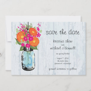 Reserve A Data Pote de Pedra Rústico Gerber Daisies Save the Date