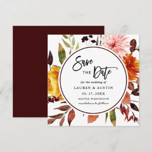Reserve A Data Praça de Casamento de Aquarela do Jardim de Outono