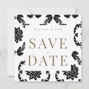 Reserve A Data Praça de Noivado de Seda Preta Save the Date