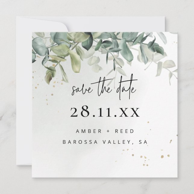 Reserve A Data Praça Verde Moderna Simples e Verde Dourado (Frente)