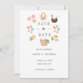 Reserve A Data Praia de Verão em Aquarela Moderna