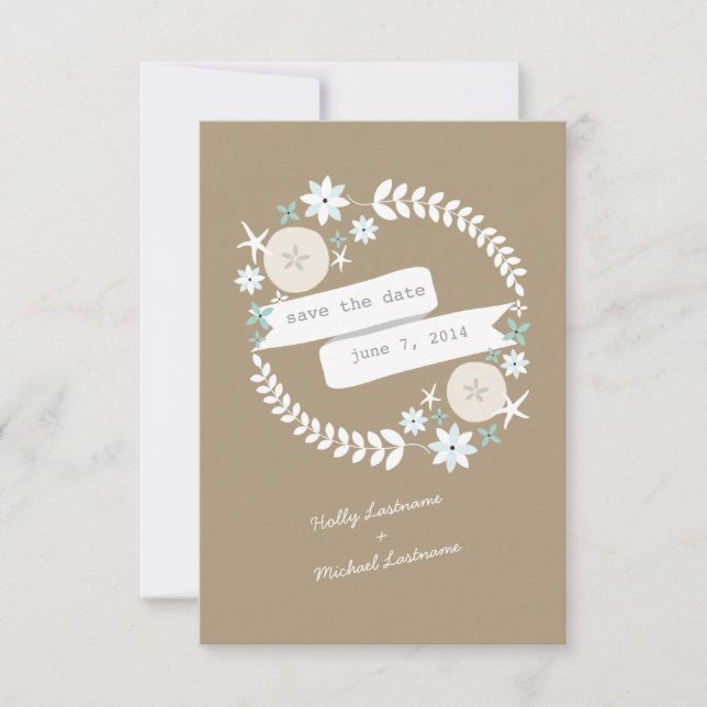 Reserve A Data Praia Wreath & Banner Salvar a Data (Frente)