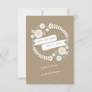 Reserve A Data Praia Wreath & Banner Salvar a Data