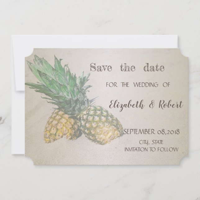 Reserve A Data Praias Casando Abacaxi Salvar Data (Frente)