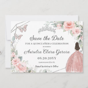 Reserve A Data Prata Floral Rosa Esbranquiçada Quinceanera Doce D