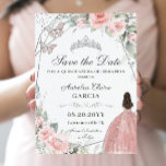 Reserve A Data Prata Floral Rosa Esbranquiçada Quinceanera Doce D<br><div class="desc">c) O Feliz Cat Studio</div>