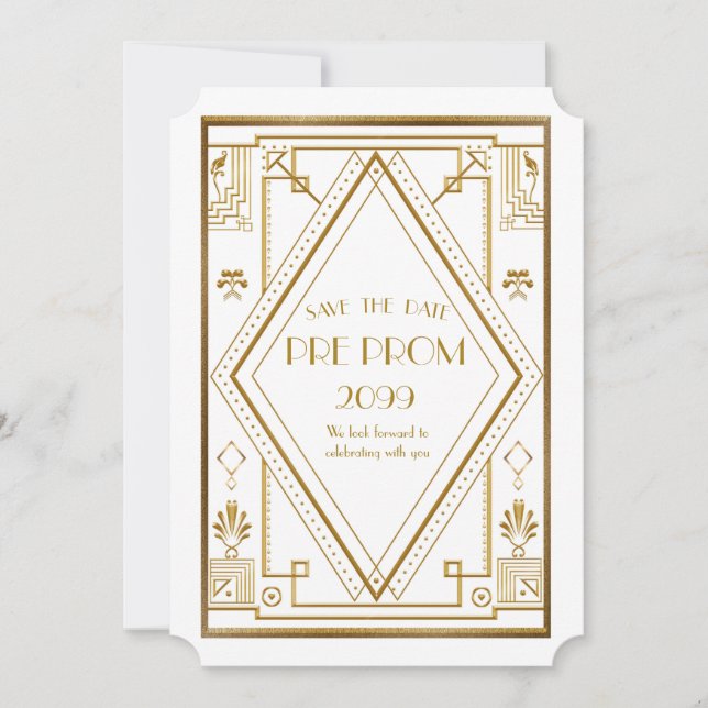 Reserve A Data Pré-PromJunior, Gatsby Excelente, Dourado, branco (Frente)