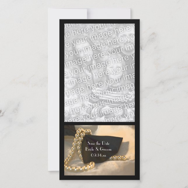 Reserve A Data Preto Arco Branco Pérolas Brancas Salvem a Data (Frente)