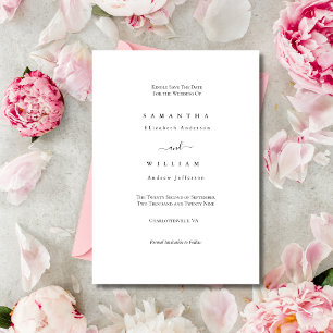 Reserve A Data Preto Branco Elegante Minimalista Simples Tradicio