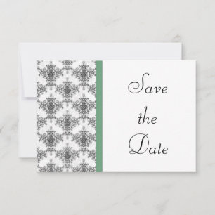 Reserve A Data Preto Branco Verde Damasco Casamento Salve a Data