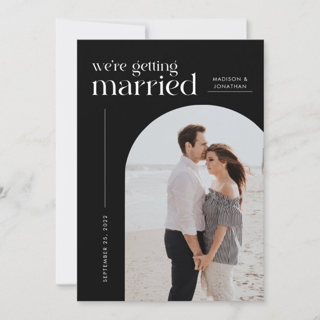 Reserve A Data Preto clássico Estamos nos casando Foto de Arch (Frente)