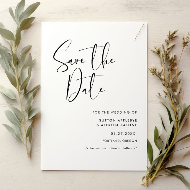 Reserve A Data Preto e branco elegante e moderno guarde a data (Criador carregado)