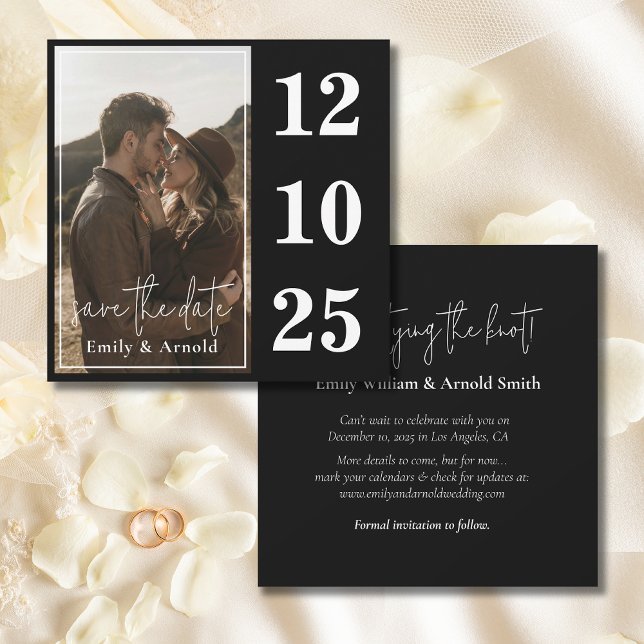 Reserve A Data Preto e Branco Moderno | Chic (Elegant black & white Save the Date, modern, minimalist, and timeless. Customizable & available now!)
