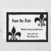 Preto e Cromado Fleur de Lis Salve a Data