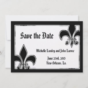 Reserve A Data Preto e Cromado Fleur de Lis Salve a Data