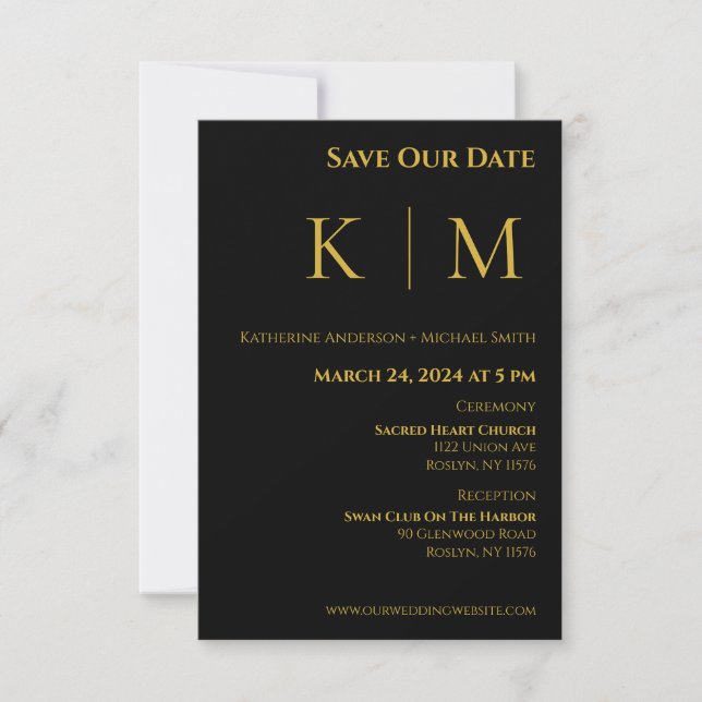 Reserve A Data Preto e Dourado-Monograma-Casamento- (Frente)