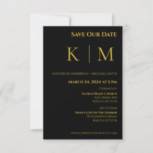 Reserve A Data Preto e Dourado-Monograma-Casamento-