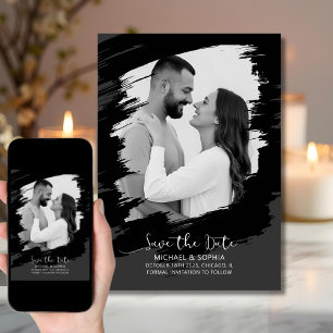 Reserve A Data Preto Neutro Branco Salve a Data Unique Moderna