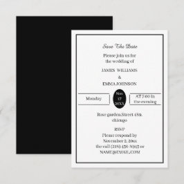 Reserve A Data Preto Simples E Branco Personalizado