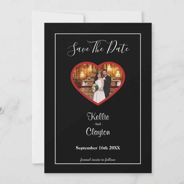 Reserve A Data Preto Simples - Salvar a Data (Frente)