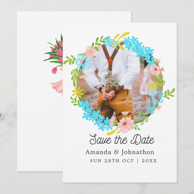 Reserve A Data Primavera Birthday Salvar Data (Frente/Verso)