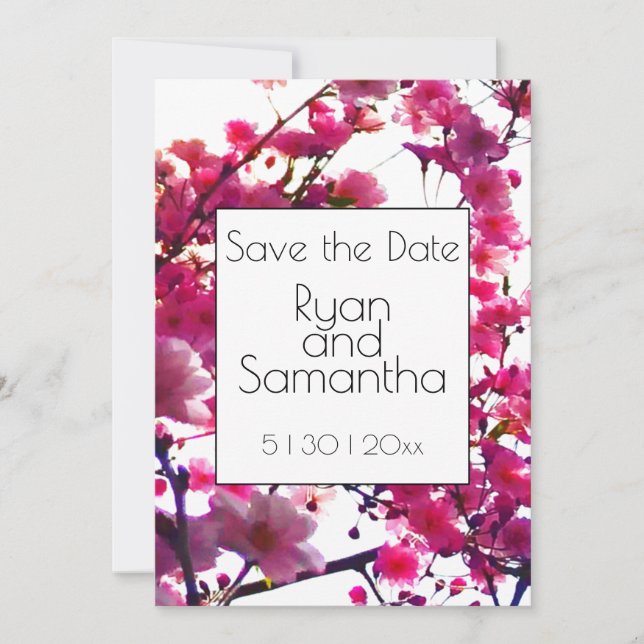 Reserve A Data Primavera floral rosa com aquarela | Flor (Frente)