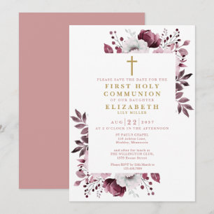 Reserve A Data Primeira Comunhão Boho Rosa Floral Botânica