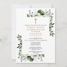 Reserve A Data Primeira Comunhão Floral Botânica Boho Verde