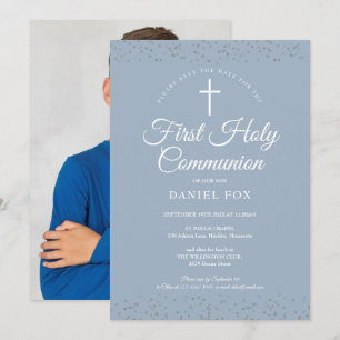 Reserve A Data Primeira Comunhão Pó Azul Estrelas Foto