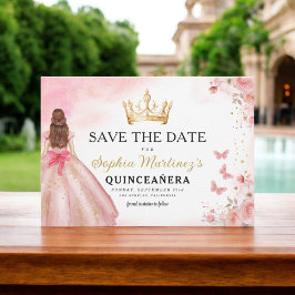 Reserve A Data Princesa Dourada Rosa Floral Quinceanera Birthday