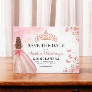 Reserve A Data Princesa Dourada Rosa Floral Quinceanera Birthday