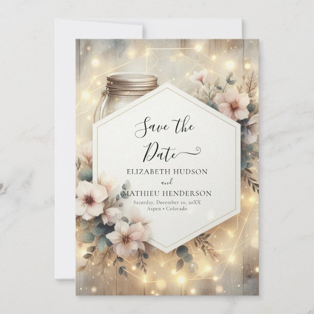 Reserve A Data Printable Romance Mason Jar Wedding (Frente)