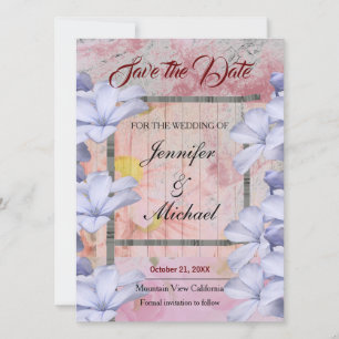 Reserve A Data Profissional de Casamento Rosa Dourada Floral Clás