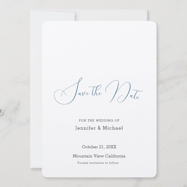 Reserve A Data Profissional Minimalista Simples Moderno Casamento (Frente)
