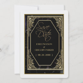 Reserve A Data Puro preto e ouro elegância,