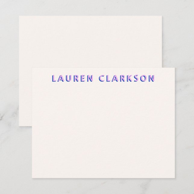 Reserve A Data Purple and Blue Bold Name Modern Note card (Frente/Verso)