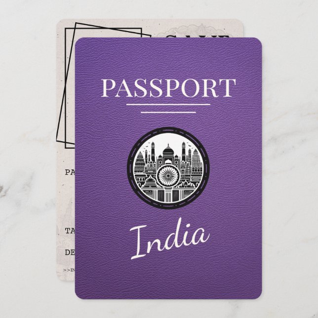 Reserve A Data Purple India Passport Salvar Data (Frente/Verso)