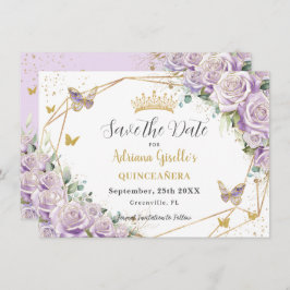 Reserve A Data Purple Lilac Floral Princesa Dourada Quinceañera