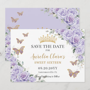 Reserve A Data Purple Lilac Floral Quinceañera Sweet Sesseis Save
