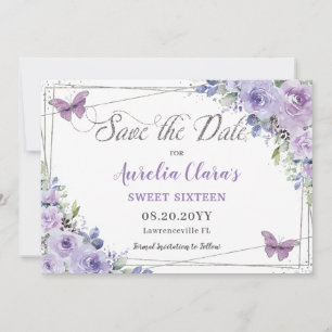 Reserve A Data Purple Lilac Floral Quinceañera Sweet Sesseis Save