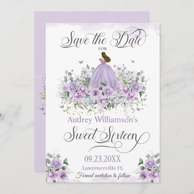 Reserve A Data Purple Lilac Floral Sweet Sessenta e décimo sexto  (Frente/Verso)