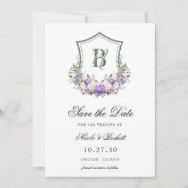 Reserve A Data Púrpura Branca - Pancos - Casamento de Crest