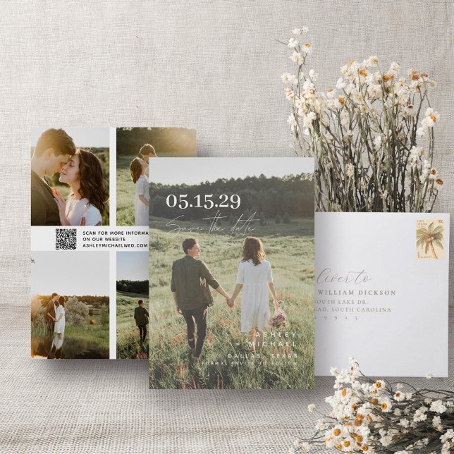 Reserve A Data QR Code Elegant Overlay Modern Typografia 5 Foto (QR Code Save the Date!)