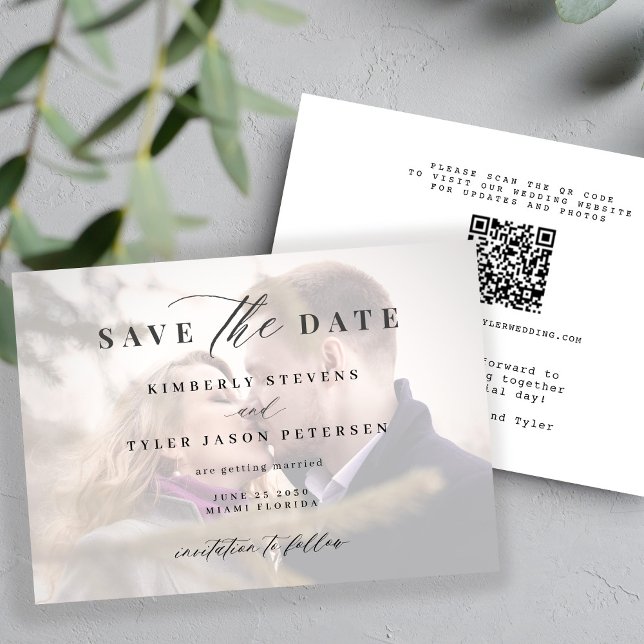 Reserve A Data QR CODE foto elegante script casamento moderno (Criador carregado)