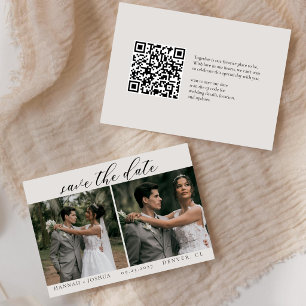 Reserve A Data Qr Code Minimalista Horizontal Foto de Casamento