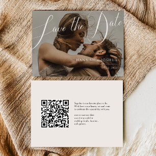 Reserve A Data Qr Code Minimalista Horizontal Foto de Casamento