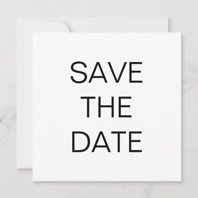 Reserve A Data Quadrado de Casamento Branco Preto de Texto Simple (Frente)