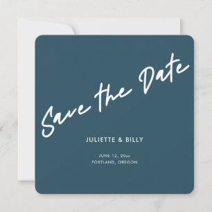 Reserve A Data Quadrado Verde Azul com Script Chic Moderno
