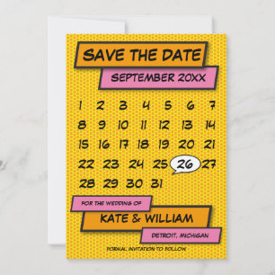 Reserve A Data Quadrinho Divertido de Calendário Moderno Salve a